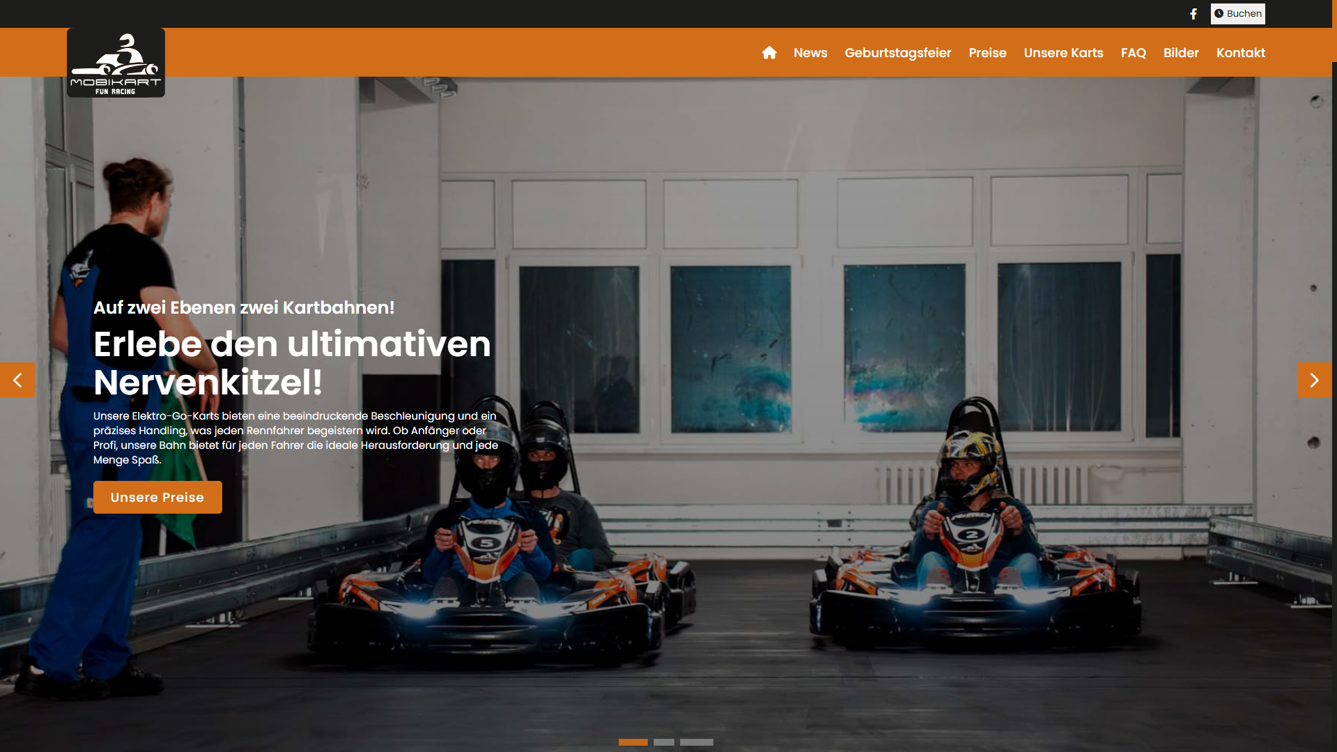 Indoor-Kartbahn Website MobiKart